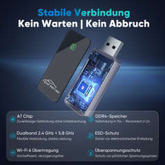 Salcar Kabelloser CarPlay Adapter für iPhone – 2025 Upgrade, Wireless USB Dongle für stabiles & unterbrechungsfreies CarPlay, kompatibel mit iOS 10+ Salcar