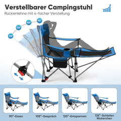 Sunula Klappbarer Campingstuhl, Liegestuhl 2-in-1, Belastbar bis 100 kg, Abnehmbare Fußablage, Getränkehalter, Tragetasche, Leicht, Verstellbare Rückenlehne, Für Angeln, Strand, Camping, Garten, Outdoor Sekey