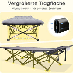 Sekey XXL Feldbett Klappbar 190×71×35 cm überbreit | Stahlrahmen bis 200 kg | 1200D Oxford | Inkl. abnehmbarer Matratze & Seitentasche Ideal für Camping & Gäste