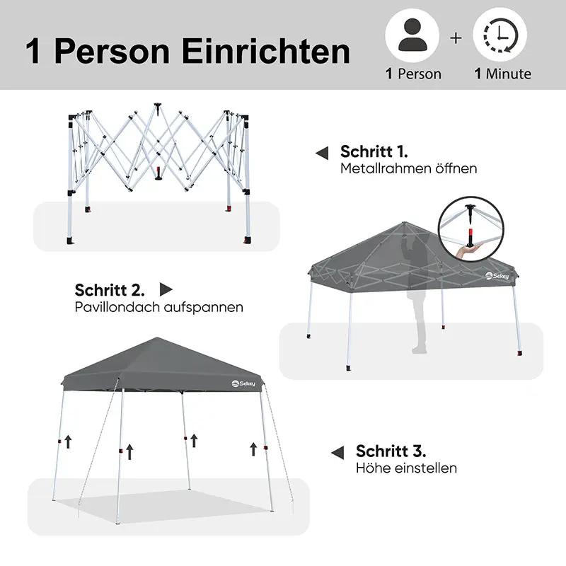 Sekey  300 x 300 cm Faltpavillon Mit Belüftetes Dach Sekey