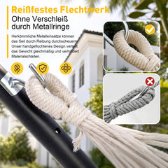 Sekey Doppelhängematte mit Karabinern & Baumwoll-Tragetasche – Outdoor Hängematte für 2 Personen, bis 200 kg belastbar, mit Aufhängeset für Garten, Balkon, Terrasse & Camping