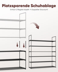Sekey Schuhregal 3 Ebenen – Stapelbares Metall-Schuhregal, platzsparend für Flur & Kleiderschrank, für 15–18 Paar Schuhe Sekey