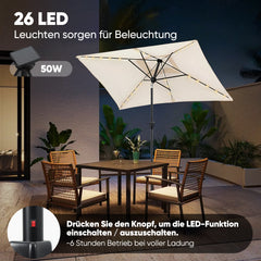 Sekey Sonnenschirm 210 x 140 cm Aluminum Sonnenschirm Rechteckig, mit Kurbel Sekey
