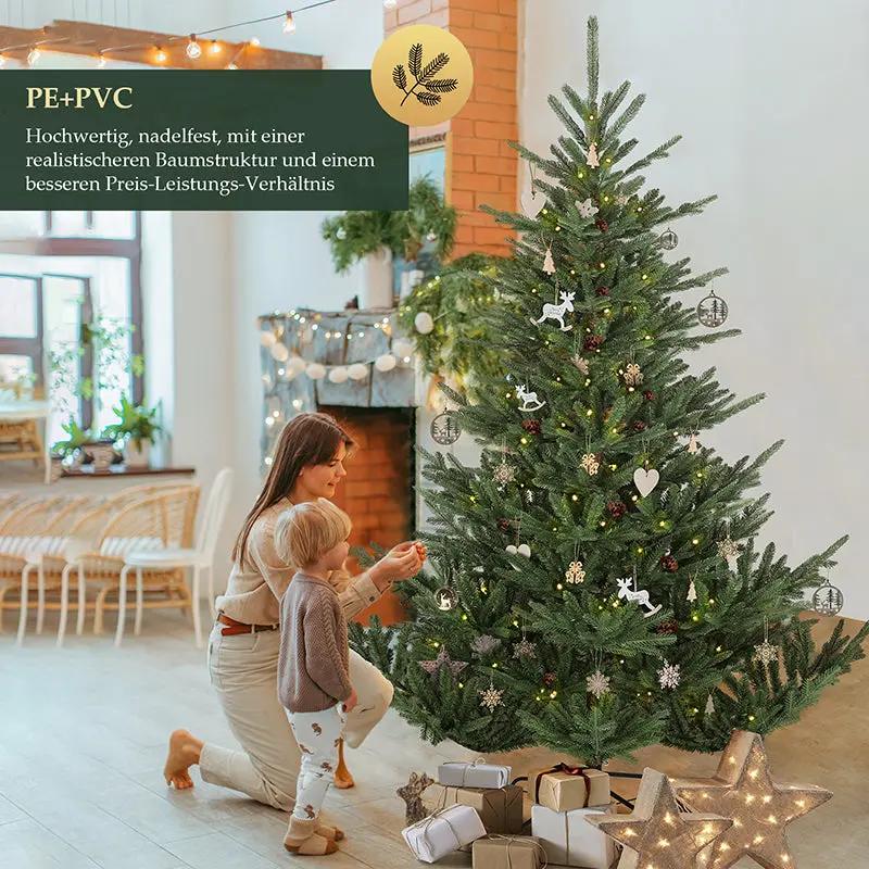 Salcar 180/210cmKünstlicher Weihnachtsbaum, Edeltanne, mit 1204/1609 PE-Zweigen und 398/658 PVC-Zweigen Salcar