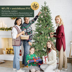 Salcar Künstlicher Weihnachtsbaum 150/180/210 cm aus 90 % PE Spritzguss, Premium Nordmanntanne, realistischer Christbaum mit stabilem Metallständer & Schnellaufbau-Klappsystem