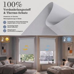 Salcar Thermorollo ohne Bohren Klemmfix Hellgrau – Verdunkelungsrollo für Fenster & Tür mit Thermobeschichtung, Sonnenschutz, Hitzeschutz & Sichtschutz