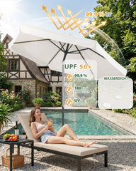Sekey Sonnenschirm Ø200 cm rund mit Kurbel & Knickfunktion – Balkon Sonnenschirm UV50+, wetterfest & stabil für Terrasse, Garten & Camping