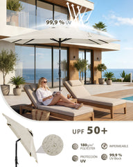 Sekey Sonnenschirm Rechteck 200x300 cm mit Kurbel & Auto-Neigung – stabiler Marktschirm 38 mm Stahlrohr, UV-Schutz, Balkon- & Gartenschirm für Terrasse