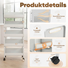 Sekey Rollwagen 25 cm breit, Küchenwagen mit 4 Ebenen/5 Ebenen, Servierwagen mit Rollen, Metall Aufbewahrungsregal, flexibel einstellbar, 360° drehbare Rollen mit Bremse
