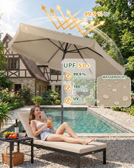 Sekey Sonnenschirm Ø200 cm rund mit Kurbel & Knickfunktion – Balkon Sonnenschirm UV50+, wetterfest & stabil für Terrasse, Garten & Camping