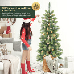 SALCAR Slim Artificial Christmas Tree 120/150/180/210 cm | Slim Nordmann Fir made of PE, Space-saving, Realistic, Reusable, With Metal Stand