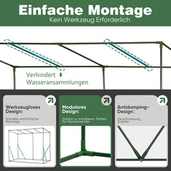Sekey Tomatengewächshaus 200 x 170 x 77 cm Begehbares Folien-Gewächshaus für Balkon & Garten, stabil, winterfest & UV-beständig, Grün Sekey