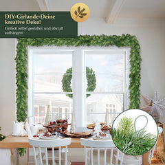 Salcar Künstliche Weihnachtsgirlande aus PE & PVC, 1.8m/3m/5m – Realistische, Biegsame & Wiederverwendbare Tannengirlande für Tür, Fenster, Balkon & Treppengeländer
