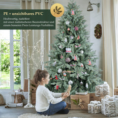 SALCAR Artificial Christmas tree made of PE &amp; invisible PVC tips – Natural grey-green fir with quick-assembly folding system &amp; stable metal stand (150 cm / 180 cm / 210 cm)