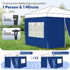 Sekey 3×3m Seitenwand für Pavillon, 2er Set, mit Reißverschlussv und Fenster Sekey