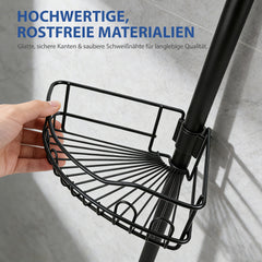 Sekey Duschregal Ohne Bohren – Höhenverstellbares Teleskop-Duschregal 79–315 cm mit Klicksystem, Rostfrei & Eck-Design, Stabiles Badezimmer-Organizer