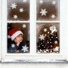 Salcar Fensterbild Weihnachten – Selbstklebende Fensteraufkleber für Winterdeko, Beidseitig sichtbar, Wiederverwendbar – Tannenbäume, Schneeflocken & Rentiere