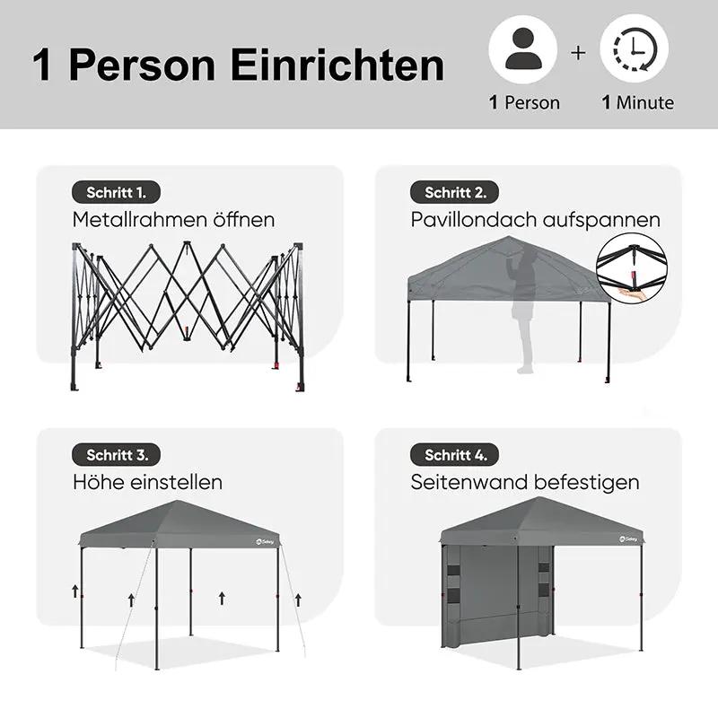 Sekey 300 x 300 cm Faltpavillon mit 1 Seitenteilen Sekey