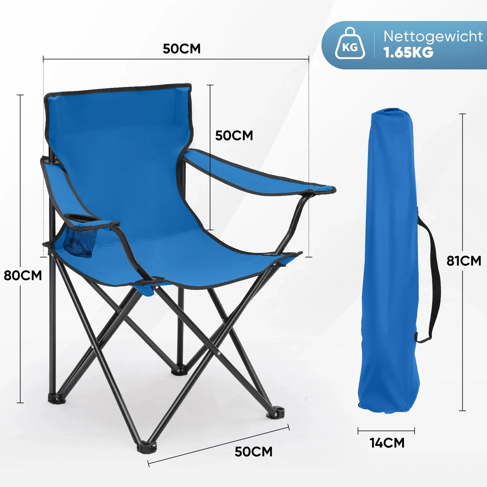 Sunula faltbarer Campingstuhl, ultraleicht, 1,65 kg, mit Getränkehalter, Tragetasche, kompakt klappbar, ideal für Camping, Garten und Ausflüge Sekey