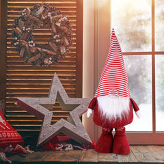Salcar Weihnachtsdeko Wichtel XL – Großer Deko-Gnom aus Filz, höhenverstellbar von 60–92 cm, Teleskopbeine, perfektes Geschenk zu Weihnachten & Thanksgiving – Rot Salcar