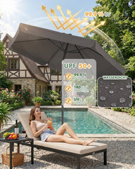 Sekey Sonnenschirm Ø200 cm rund mit Kurbel & Knickfunktion – Balkon Sonnenschirm UV50+, wetterfest & stabil für Terrasse, Garten & Camping