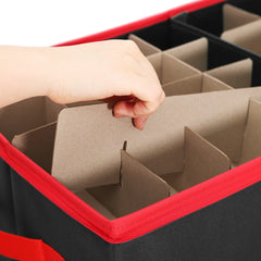 Salcar Schwarze Aufbewahrungsbox für 128 Weihnachtskugeln Faltbare Christbaumkugel-Box 64,8×32,3×34,2 cm mit 128 Fächern, Tragegriffen & Doppelreißverschluss