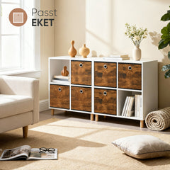 Sekey Aufbewahrungsboxen 6er Set in Holzoptik | Stoffboxen 30 × 30 × 30 cm natürliches Design & stabile Struktur