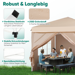 Sekey 3x3 m Faltpavillon mit 4 Seitenteilen