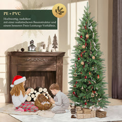 Salcar Künstlicher Weihnachtsbaum 180 cm Slim – Schmaler Tannenbaum in Pencil-Form, realistische Nadeln aus PE & PVC, platzsparend & langlebig