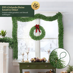 SALCAR Artificial Christmas Garland 3 m/5 m – Realistic Fir Tree Garland made of PE &amp; PVC, Green, Flexible, Easy to Clean &amp; Reusable, For Indoor &amp; Outdoor Use