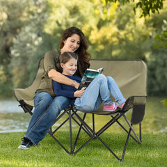 Sunula Faltbarer Campingsofa für 2 Personen, Tragbarer Campingstuhl bis 150 kg, Mit Armlehne und Tragetasche, Outdoor-Faltstuhl, Ideal für Picknick, Camping, Garten, Balkon, Angeln Sekey