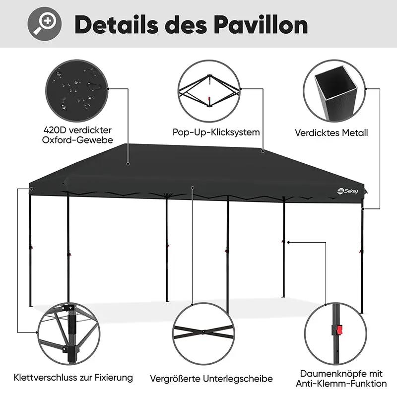 Sekey 300 x 600 cm Faltpavillon mit 6 Sandsack Sekey