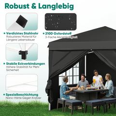 Sekey 3x3 m Faltpavillon mit 4 Seitenteilen