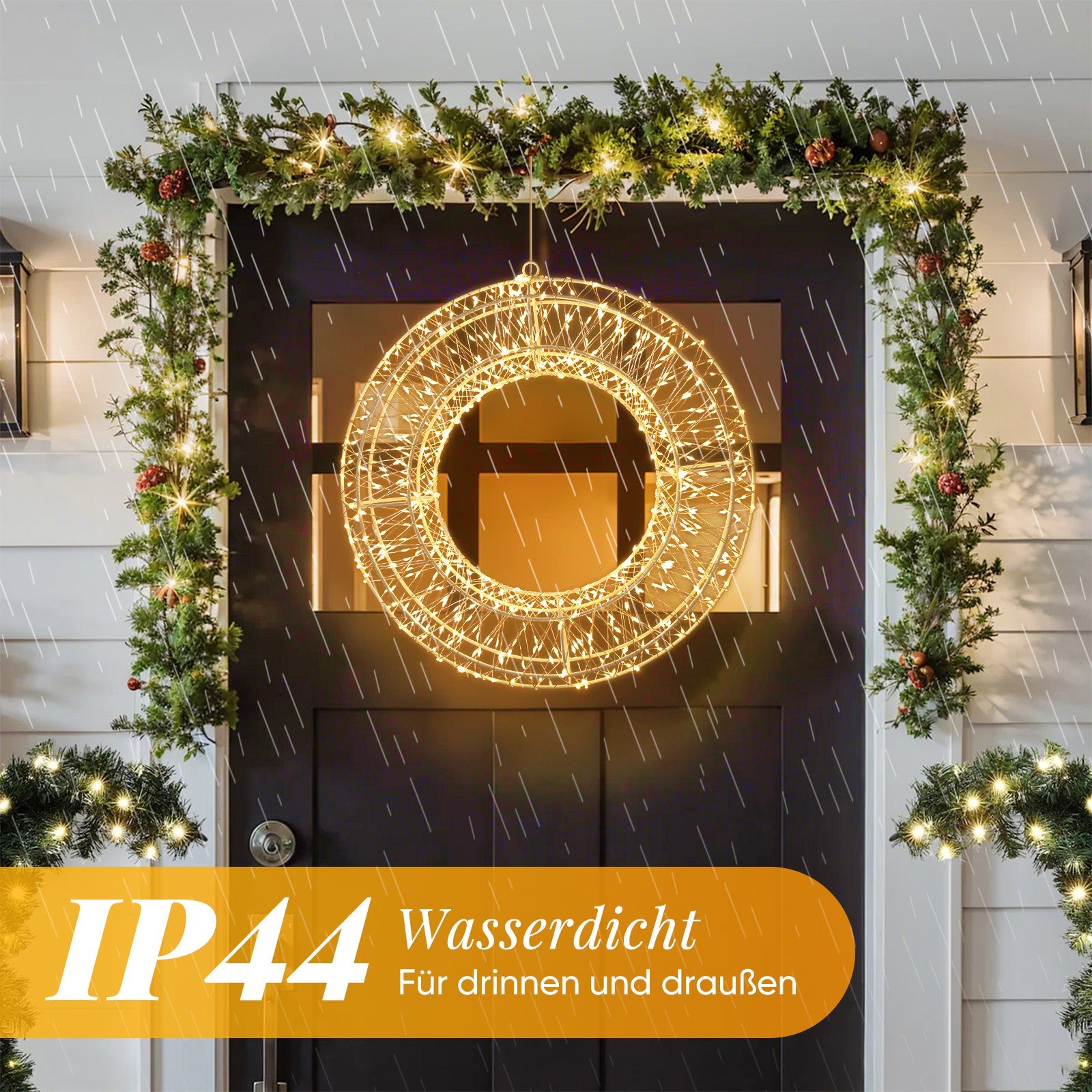 Salcar LED Lichtkranz Ø45 & Ø55 cm, 720 LEDs, Hängekranz, Weihnachtsdeko Fenster & Tür, 8 Modi, Timer & Memory, IP44 Wasserdicht, Innen & Außen, Warmweiß Salcar