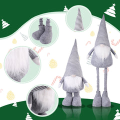 Salcar Weihnachtsdeko Wichtel XL – Großer Deko-Gnom aus Filz, höhenverstellbar von 60–92 cm, Teleskopbeine, perfektes Geschenk zu Weihnachten & Thanksgiving – Grau Salcar