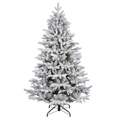 Salcar Künstlicher Weihnachtsbaum mit Schnee und LED Beleuchtung – Realistischer Tannenbaum mit Metallständer, 180 cm / 210 cm, warmweißes Licht