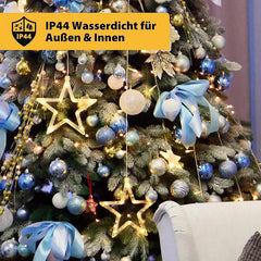 Salcar 2 m LED Lichterkette mit Ring Sterne für Weihnachtsbaum, 188 LEDs, mit Fernbedienung Sekey
