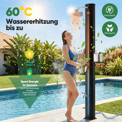 Sekey Gartendusche, Solardusche 40L / 60L Gartendusche mit Regenduschkopf & Fußdusche – bis 60°C, ohne Strom für Garten, Pool & Camping