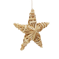 SALCAR Set of 6 Handmade Straw Stars – Natural Christmas Tree Decorations Made of Straw, Five-Pointed Stars for Christmas Tree &amp; Advent Decoration