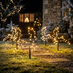 Salcar LED Rentier Garten Deko 30 cm – 3er Set Weihnachtsleuchten mit 8 Lichtmodi
