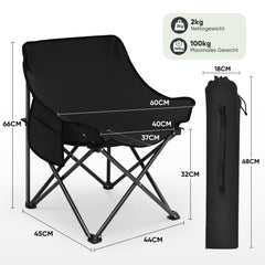 Sunula Campingstuhl Faltbar Ultraleicht, 1/2 Stück, Tragbar mit Tragetasche und Seitentaschen, 100 kg Belastbar, Rutschfeste Füße, Mondstuhl Design, Für Camping, Angeln, Picknick, Garten, Strand, 600D Oxford-Stoff Sekey