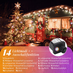 Salcar LED Lichterkette Außen, Warmweiß & Kaltweiß, 14 Modi, Timer & Memory, IP44 Wasserdicht, Weihnachtsbeleuchtung für Garten, Balkon, Party, Hochzeit Salcar