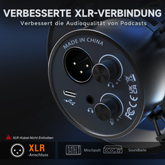 FIFINE K668 USB/XLR Dynamic Microphone with Mute Button and Shock Mount, Headphone Jack