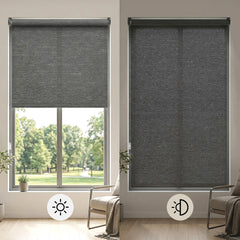 Sekey Klemmfix Seitenzugrollo Grau in Leinenoptik – Lichtdurchlässiges Fensterrollo ohne Bohren mit Klemmträgern & Schraubmontage