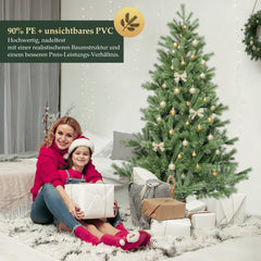 Salcar Künstlicher Weihnachtsbaum 150/180/210 cm aus 90 % PE Spritzguss, Premium Nordmanntanne, realistischer Christbaum mit stabilem Metallständer & Schnellaufbau-Klappsystem