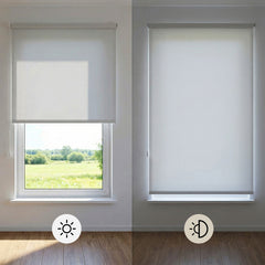 Sekey Klemmfix Seitenzugrollo in Leinenoptik Weiß – Lichtdurchlässiges Rollo ohne Bohren mit Klemmträgern & Schraubmontage, Uni Fensterrollo aus Papier-Polyester-Stoff