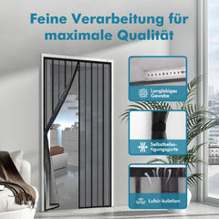 Sekey Magnet Fliegengitter Tür aus Polyester, mit Bändern, Schwarz Sekey