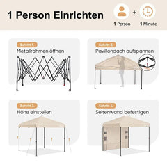 Sekey 300 x 300 cm Faltpavillon mit 1 Seitenteilen Sekey