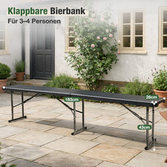 Sekey Klappbare Bierbank*2 183 cm – Kunststoff Campingbank & Bierzeltbank bis 300 kg Belastbar, Gartenbank Klappbar mit Tragegriff, Schwarz