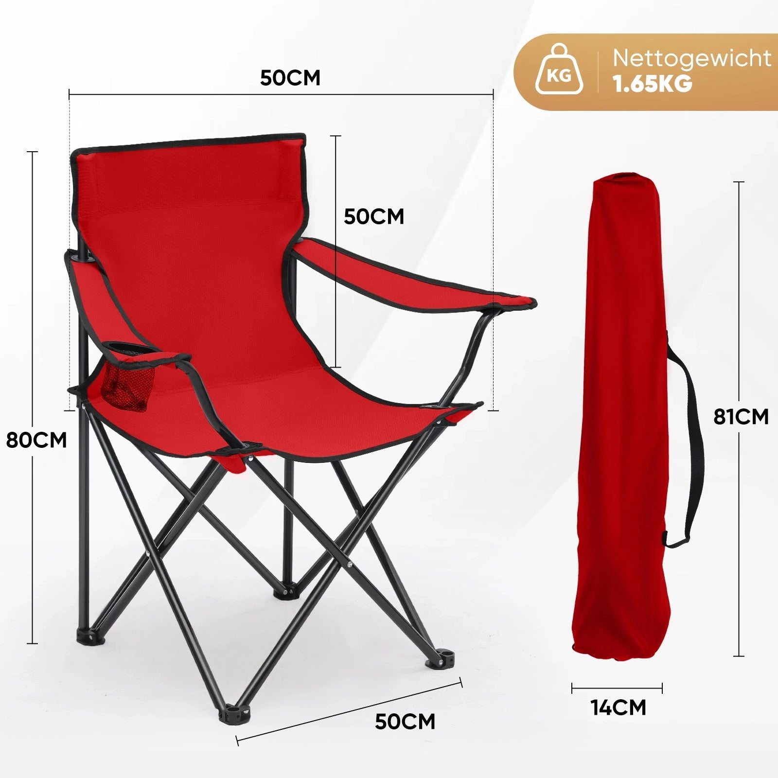 Sunula faltbarer Campingstuhl, ultraleicht, 1,65 kg, mit Getränkehalter, Tragetasche, kompakt klappbar, ideal für Camping, Garten und Ausflüge Sekey
